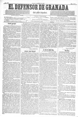 'El Defensor de Granada  : diario político independiente' - Año VIII Número 2309  - 1886 Noviembre 04