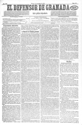 'El Defensor de Granada  : diario político independiente' - Año VIII Número 2310  - 1886 Noviembre 05