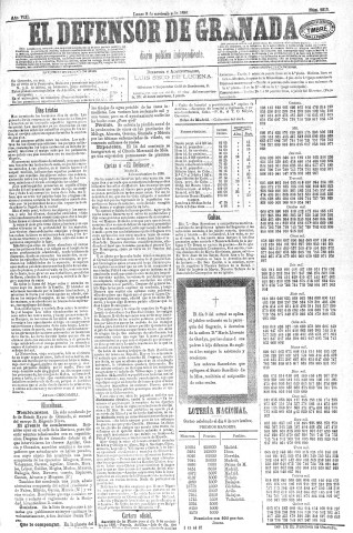 'El Defensor de Granada  : diario político independiente' - Año VIII Número 2313  - 1886 Noviembre 08