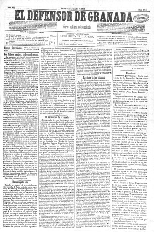 'El Defensor de Granada  : diario político independiente' - Año VIII Número 2314  - 1886 Noviembre 09