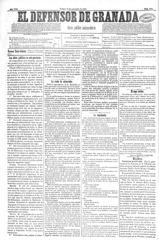 'El Defensor de Granada  : diario político independiente' - Año VIII Número 2324  - 1886 Noviembre 19