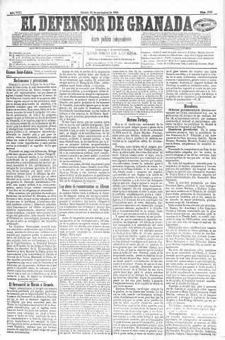 'El Defensor de Granada  : diario político independiente' - Año VIII Número 2325  - 1886 Noviembre 20