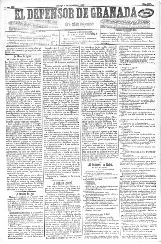 'El Defensor de Granada  : diario político independiente' - Año VIII Número 2326  - 1886 Noviembre 21