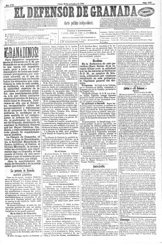 'El Defensor de Granada  : diario político independiente' - Año VIII Número 2327  - 1886 Noviembre 22