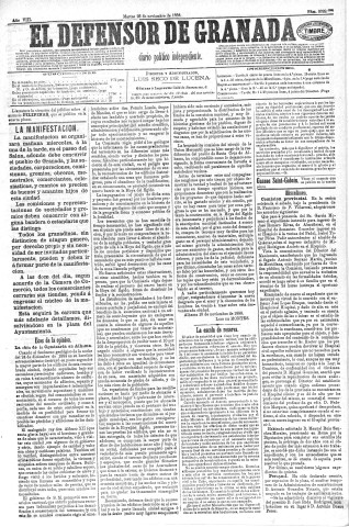 'El Defensor de Granada  : diario político independiente' - Año VIII Número 2328  - 1886 Noviembre 23
