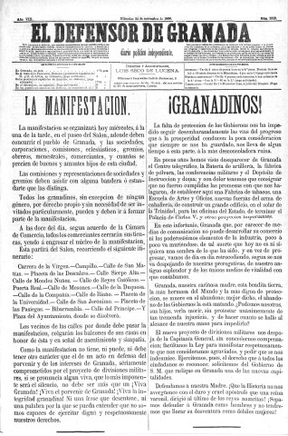 'El Defensor de Granada  : diario político independiente' - Año VIII Número 2329  - 1886 Noviembre 24