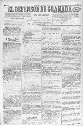 'El Defensor de Granada  : diario político independiente' - Año VIII Número 2332  - 1886 Noviembre 28