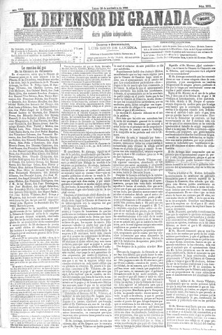 'El Defensor de Granada  : diario político independiente' - Año VIII Número 2333  - 1886 Noviembre 29