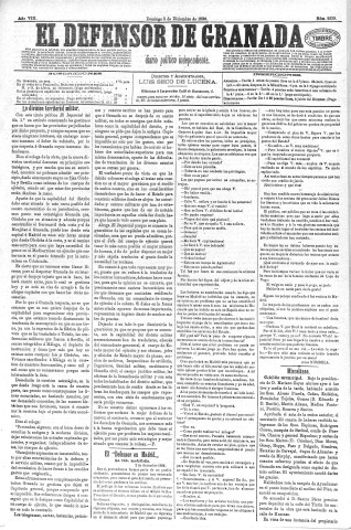 'El Defensor de Granada  : diario político independiente' - Año VIII Número 2339  - 1886 Diciembre 05