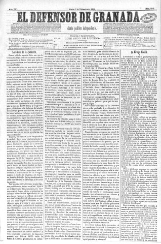 'El Defensor de Granada  : diario político independiente' - Año VIII Número 2341  - 1886 Diciembre 07