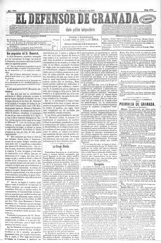 'El Defensor de Granada  : diario político independiente' - Año VIII Número 2342  - 1886 Diciembre 08