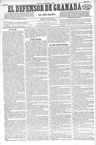 'El Defensor de Granada  : diario político independiente' - Año VIII Número 2349  - 1886 Diciembre 15