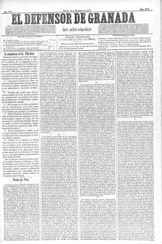 'El Defensor de Granada  : diario político independiente' - Año VIII Número 2352  - 1886 Diciembre 18