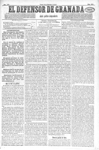 'El Defensor de Granada  : diario político independiente' - Año VIII Número 2358  - 1886 Diciembre 24