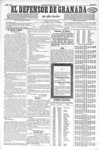 'El Defensor de Granada  : diario político independiente' - Año VIII Número 2359  - 1886 Diciembre 26