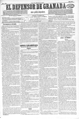 'El Defensor de Granada  : diario político independiente' - Año VIII Número 2360  - 1886 Diciembre 27