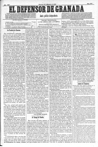 'El Defensor de Granada  : diario político independiente' - Año VIII Número 2361  - 1886 Diciembre 29