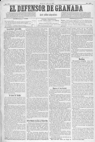 'El Defensor de Granada  : diario político independiente' - Año VIII Número 2378  - 1887 Enero 15