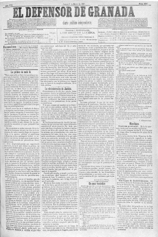 'El Defensor de Granada  : diario político independiente' - Año VIII Número 2426  - 1887 Marzo 03