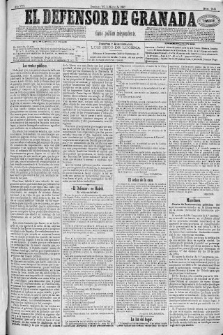 'El Defensor de Granada  : diario político independiente' - Año VIII Número 2449  - 1887 Marzo 27