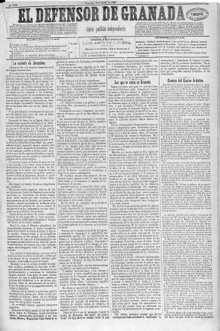 'El Defensor de Granada  : diario político independiente' - Año VIII Número 2456  - 1887 Abril 03
