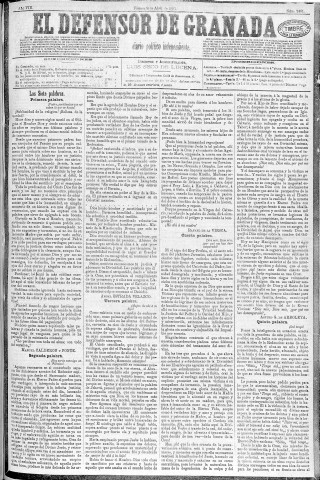 'El Defensor de Granada  : diario político independiente' - Año VIII Número 2461  - 1887 Abril 08