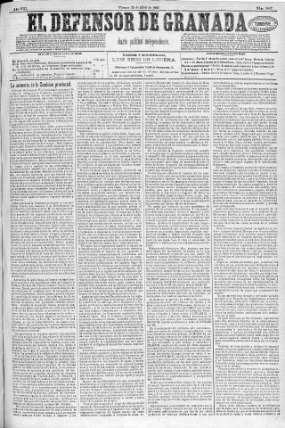 'El Defensor de Granada  : diario político independiente' - Año VIII Número 2467  - 1887 Abril 15