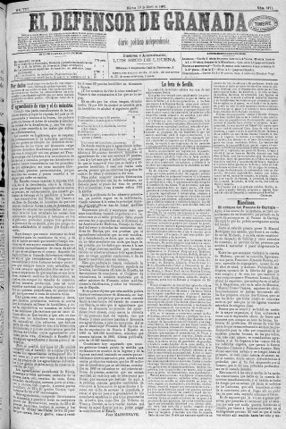 'El Defensor de Granada  : diario político independiente' - Año VIII Número 2471  - 1887 Abril 19