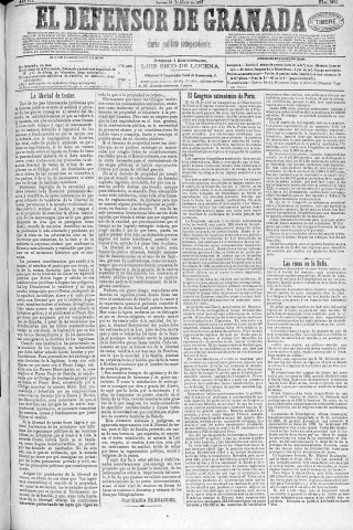 'El Defensor de Granada  : diario político independiente' - Año VIII Número 2473  - 1887 Abril 21