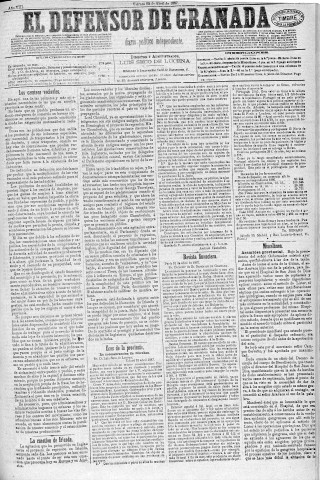'El Defensor de Granada  : diario político independiente' - Año VIII Número 2474  - 1887 Abril 22