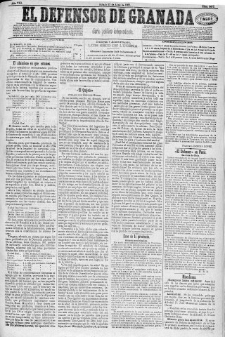 'El Defensor de Granada  : diario político independiente' - Año VIII Número 2475  - 1887 Abril 23