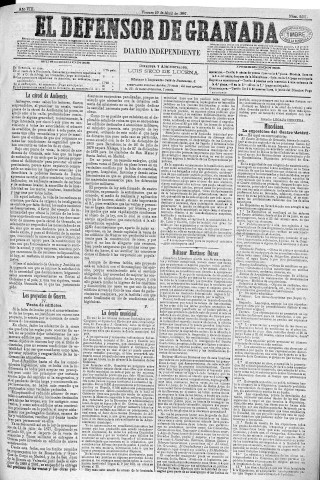 'El Defensor de Granada  : diario político independiente' - Año VIII Número 2481  - 1887 Abril 29