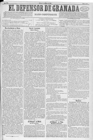 'El Defensor de Granada  : diario político independiente' - Año VIII Número 2485  - 1887 Mayo 03