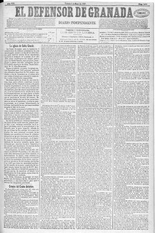 'El Defensor de Granada  : diario político independiente' - Año VIII Número 2488  - 1887 Mayo 06