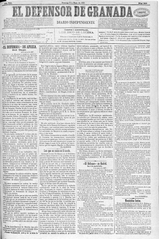 'El Defensor de Granada  : diario político independiente' - Año VIII Número 2490  - 1887 Mayo 08