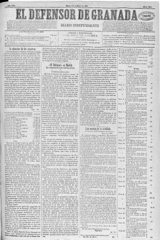 'El Defensor de Granada  : diario político independiente' - Año VIII Número 2492  - 1887 Mayo 10