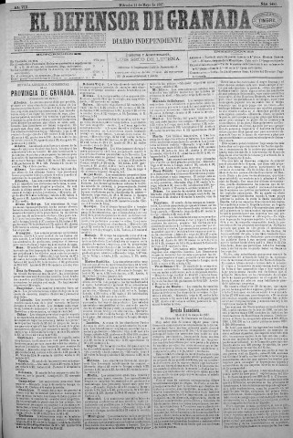 'El Defensor de Granada  : diario político independiente' - Año VIII Número 2493  - 1887 Mayo 11