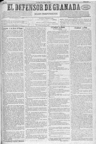 'El Defensor de Granada  : diario político independiente' - Año VIII Número 2497  - 1887 Mayo 15
