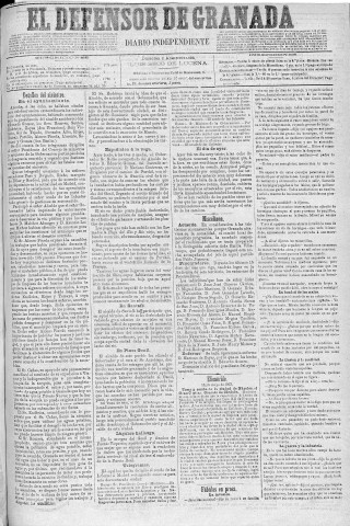 'El Defensor de Granada  : diario político independiente' - Año VIII Número 2498  - 1887 Mayo 16
