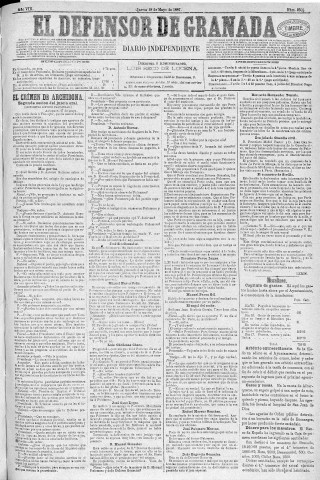 'El Defensor de Granada  : diario político independiente' - Año VIII Número 2501  - 1887 Mayo 19