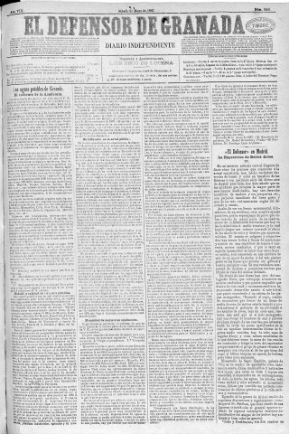'El Defensor de Granada  : diario político independiente' - Año VIII Número 2503  - 1887 Mayo 21