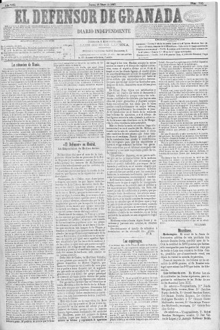'El Defensor de Granada  : diario político independiente' - Año VIII Número 2508  - 1887 Mayo 26