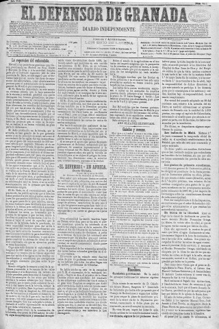 'El Defensor de Granada  : diario político independiente' - Año VIII Número 2513  - 1887 Mayo 31