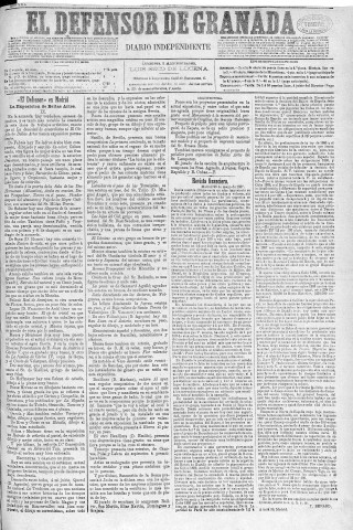 'El Defensor de Granada  : diario político independiente' - Año VIII Número 2514  - 1887 Junio 01