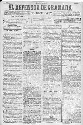 'El Defensor de Granada  : diario político independiente' - Año VIII Número 2519  - 1887 Junio 06