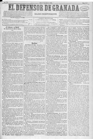 'El Defensor de Granada  : diario político independiente' - Año VIII Número 2520  - 1887 Junio 07
