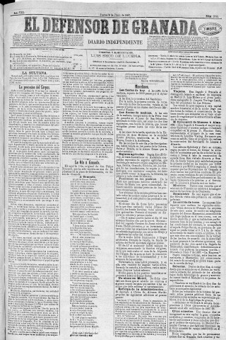 'El Defensor de Granada  : diario político independiente' - Año VIII Número 2522  - 1887 Junio 09