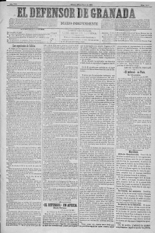 'El Defensor de Granada  : diario político independiente' - Año VIII Número 2530  - 1887 Junio 18