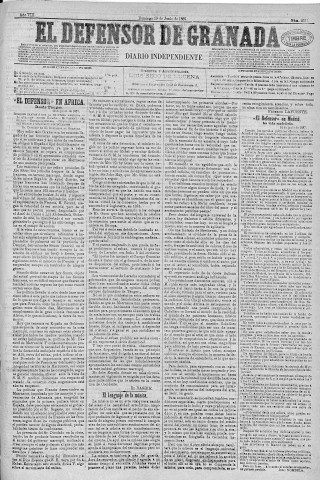 'El Defensor de Granada  : diario político independiente' - Año VIII Número 2531  - 1887 Junio 19