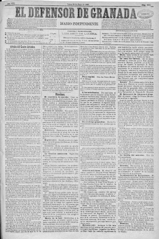 'El Defensor de Granada  : diario político independiente' - Año VIII Número 2532  - 1887 Junio 20